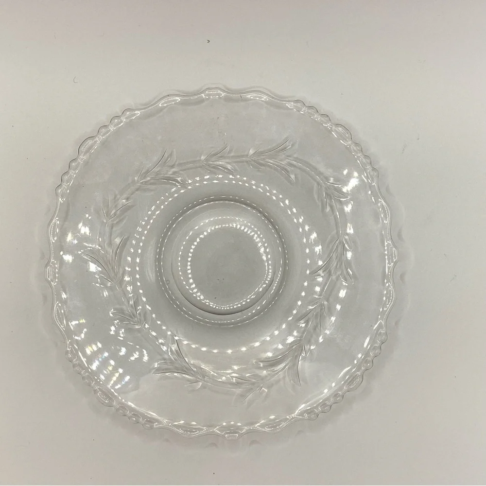 Vintage Tiffin-Franciscan Dolores 3 Piece Mayonnaise Set Clear Etched Glass MINT